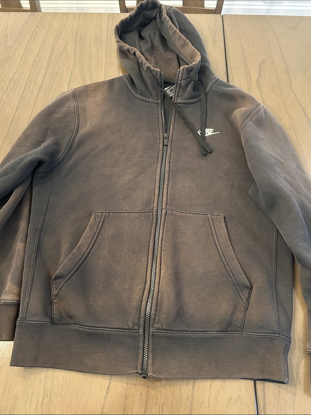 Nike Brown Full-Zip Hoodie with White Logo